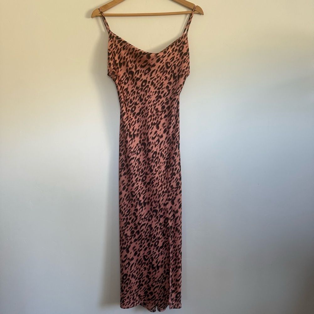 Paper heart animal print slip dress with side slit size: XS